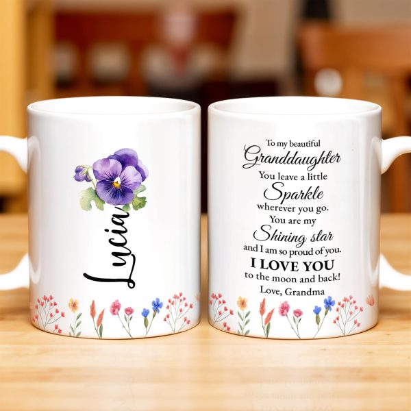 Granddaughter You Are My Shining Star Love Message With Pansy Flowers - Personalized Custom Coffee Mug - GDT187_MG Granddaughter You Are My Shining Star Love Message With Pansy Flowers - Personalized Custom Coffee Mug - GDT187_MG