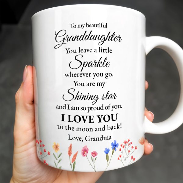 Granddaughter You Are My Shining Star Love Message With Pansy Flowers - Personalized Custom Coffee Mug - GDT187_MG Granddaughter You Are My Shining Star Love Message With Pansy Flowers - Personalized Custom Coffee Mug - GDT187_MG