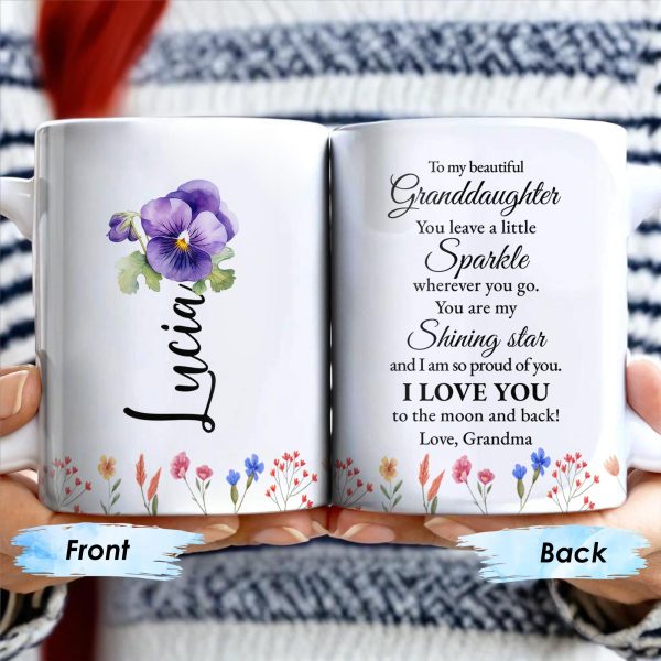 Granddaughter You Are My Shining Star Love Message With Pansy Flowers - Personalized Custom Coffee Mug - GDT187_MG Granddaughter You Are My Shining Star Love Message With Pansy Flowers - Personalized Custom Coffee Mug - GDT187_MG