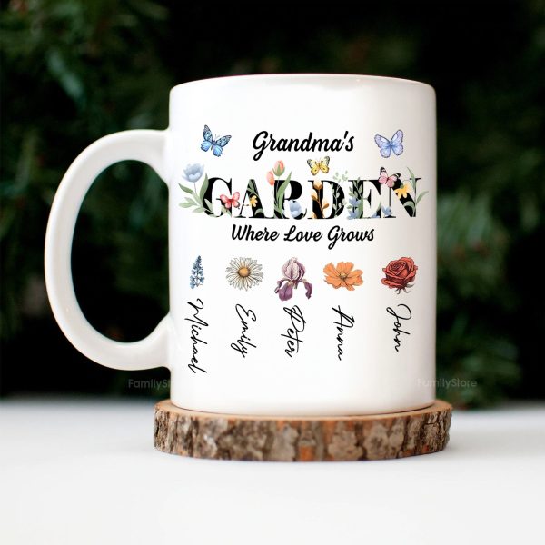 Grandma Garden Where Love Grows - Personalized White Ceramic Mug - Gift For Mom, Grandma, Bestie, Sister, Plant Lovers | CL47 NA94