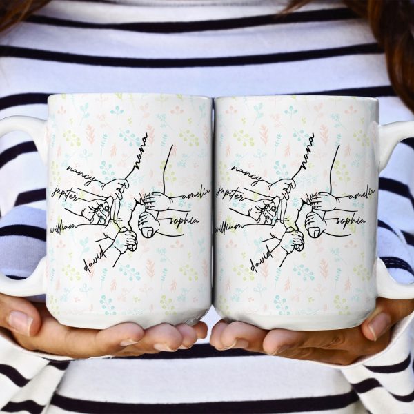 Grandma Grandkids Hand In Hand Xmas Mug Holiday Gift For Mama Nana - Personalized Mug Grandma Grandkids Hand In Hand Xmas Mug Holiday Gift For Mama Nana - Personalized Mug