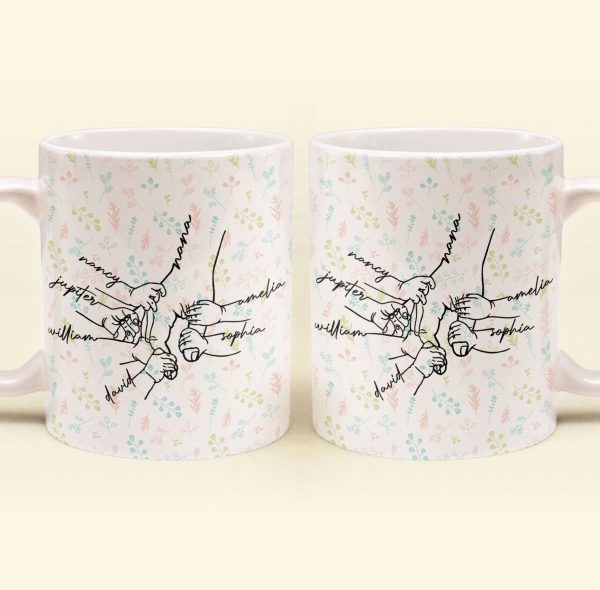 Grandma Grandkids Hand In Hand Xmas Mug Holiday Gift For Mama Nana - Personalized Mug Grandma Grandkids Hand In Hand Xmas Mug Holiday Gift For Mama Nana - Personalized Mug