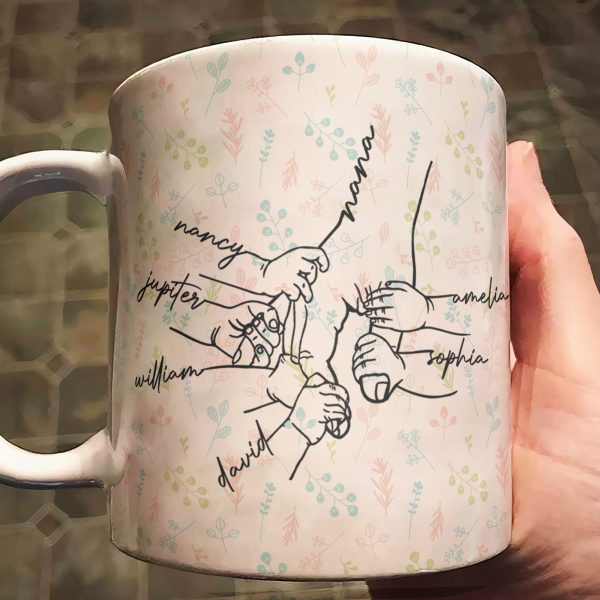 Grandma Grandkids Hand In Hand Xmas Mug Holiday Gift For Mama Nana - Personalized Mug Grandma Grandkids Hand In Hand Xmas Mug Holiday Gift For Mama Nana - Personalized Mug