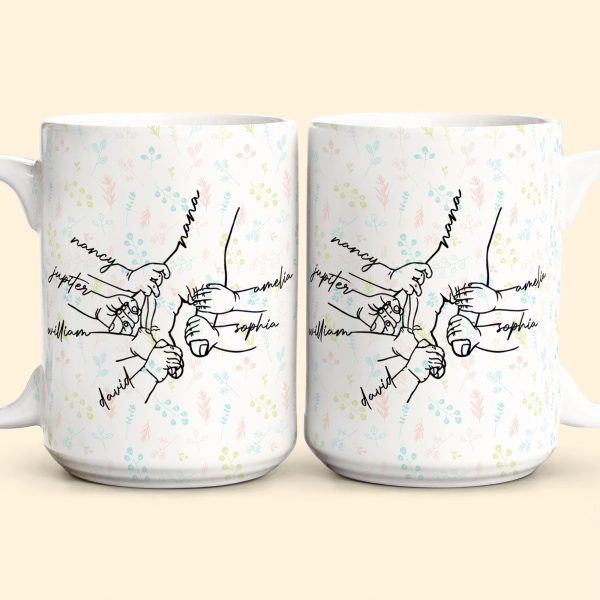 Grandma Grandkids Hand In Hand Xmas Mug Holiday Gift For Mama Nana - Personalized Mug Grandma Grandkids Hand In Hand Xmas Mug Holiday Gift For Mama Nana - Personalized Mug