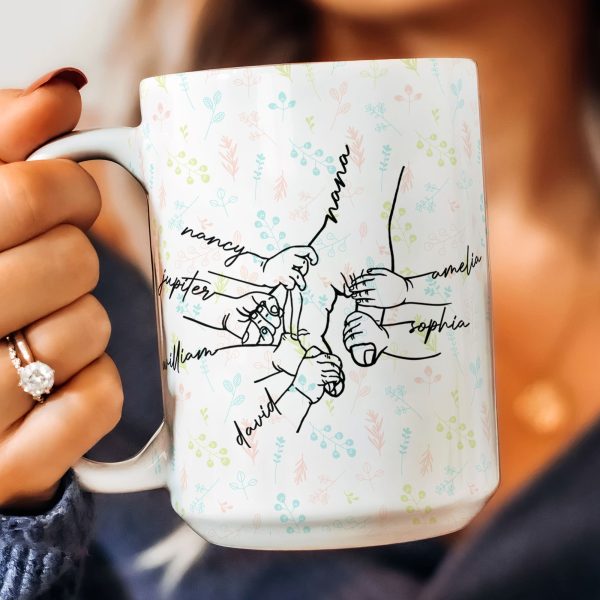 Grandma Grandkids Hand In Hand Xmas Mug Holiday Gift For Mama Nana - Personalized Mug Grandma Grandkids Hand In Hand Xmas Mug Holiday Gift For Mama Nana - Personalized Mug