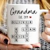 Grandma Mom Est. Crossword Puzzle Art Personalized Mug