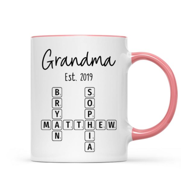 Grandma Mom Est. Crossword Puzzle Art Personalized Mug