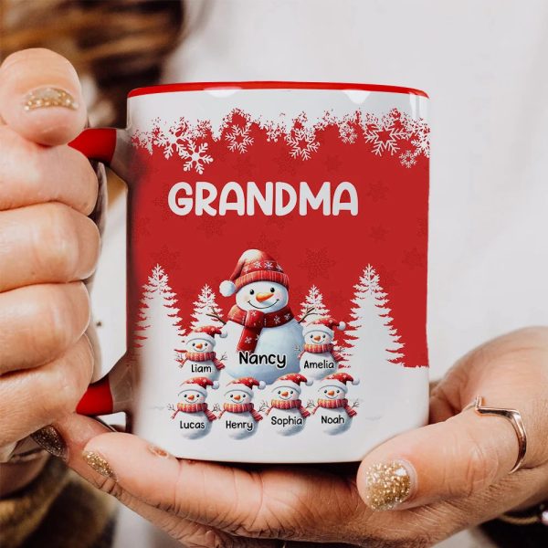 Grandma's Christmas Mug with Snowman Family, Cute Red Winter Scene, Durable Ceramic, Warm Morning Coffee, Creative Gift Grandma's Christmas Mug with Snowman Family, Cute Red Winter Scene, Durable Ceramic, Warm Morning Coffee, Creative Gift