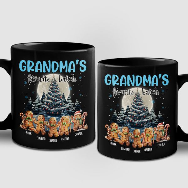 Grandma's Favorite Batch - Family Personalized Custom Black Mug - Christmas Gift For Grandma Grandma's Favorite Batch - Family Personalized Custom Black Mug - Christmas Gift For Grandma