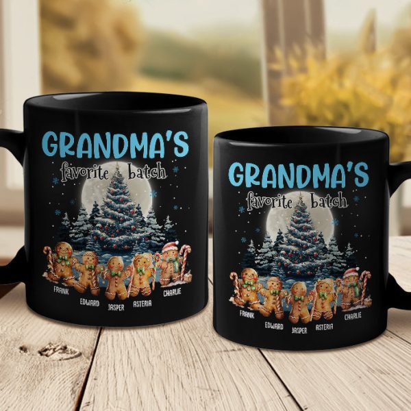 Grandma's Favorite Batch - Family Personalized Custom Black Mug - Christmas Gift For Grandma Grandma's Favorite Batch - Family Personalized Custom Black Mug - Christmas Gift For Grandma