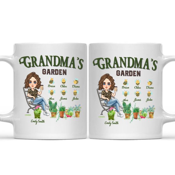 Grandma's Garden And Bees - Personalized White Ceramic Mug - Gift For Mom, Grandma, Mothers Day, Plant Lovers | GR21 NA94