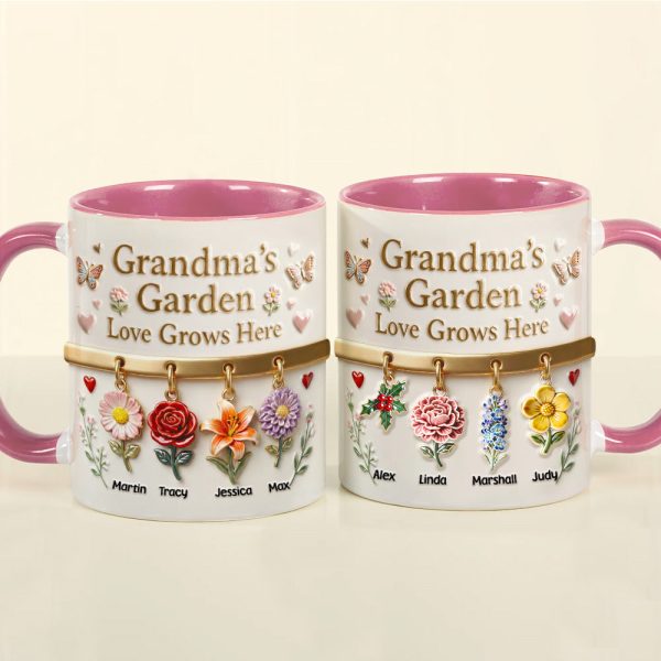 Grandma's Garden Love Grows Here - Personalized Accent Mug - Gift For Grandma, Mom NL122 Grandma's Garden Love Grows Here - Personalized Accent Mug - Gift For Grandma, Mom NL122