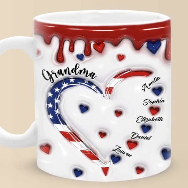 Grandma's Heart Brims With Boundless Love - Family Personalized Custom 3D Inflated Effect Printed Mug - Gift For Mom, Grandma Grandma's Heart Brims With Boundless Love - Family Personalized Custom 3D Inflated Effect Printed Mug - Gift For Mom, Grandma