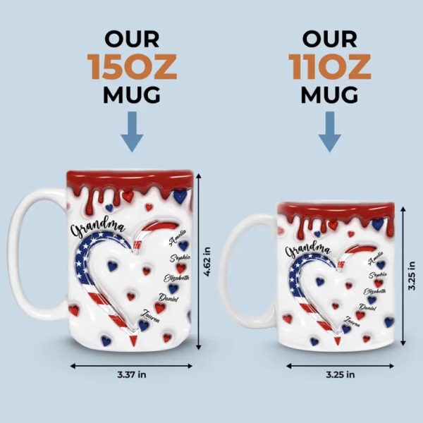 Grandma's Heart Brims With Boundless Love - Family Personalized Custom 3D Inflated Effect Printed Mug - Gift For Mom, Grandma Grandma's Heart Brims With Boundless Love - Family Personalized Custom 3D Inflated Effect Printed Mug - Gift For Mom, Grandma