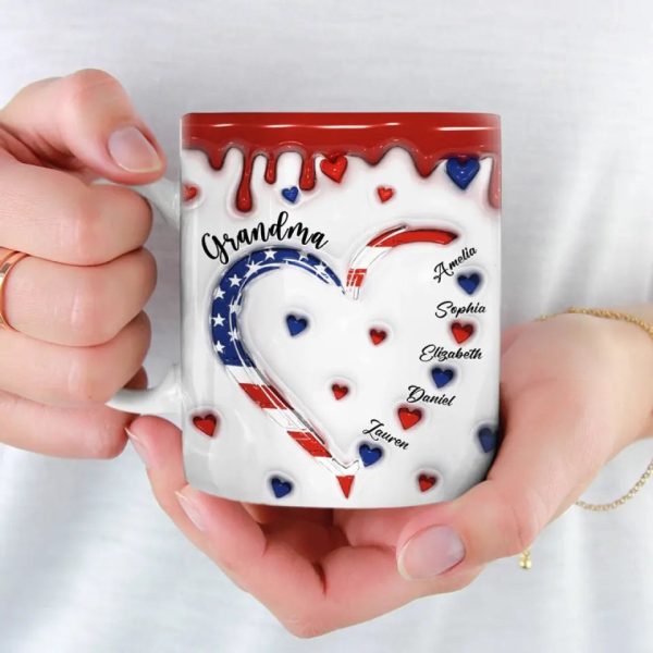Grandma's Heart Brims With Boundless Love - Family Personalized Custom 3D Inflated Effect Printed Mug - Gift For Mom, Grandma Grandma's Heart Brims With Boundless Love - Family Personalized Custom 3D Inflated Effect Printed Mug - Gift For Mom, Grandma