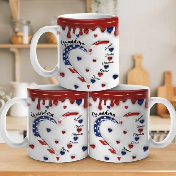 Grandma's Heart Brims With Boundless Love - Family Personalized Custom 3D Inflated Effect Printed Mug - Gift For Mom, Grandma Grandma's Heart Brims With Boundless Love - Family Personalized Custom 3D Inflated Effect Printed Mug - Gift For Mom, Grandma
