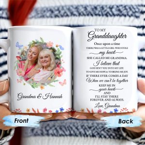 Grandma's Love And Blessings Forever Mug With Floral Heart - Personalized Custom Coffee Mug - GDT193_MG