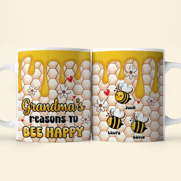 Grandma's Reasons To Bee Happy, Personalized Mug, Gifts For Grandma Grandma's Reasons To Bee Happy, Personalized Mug, Gifts For Grandma