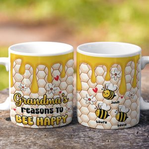 Grandma's Reasons To Bee Happy, Personalized Mug, Gifts For Grandma