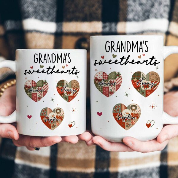 Grandma's Sweethearts Patchwork Print - Personalized Mug Grandma's Sweethearts Patchwork Print - Personalized Mug