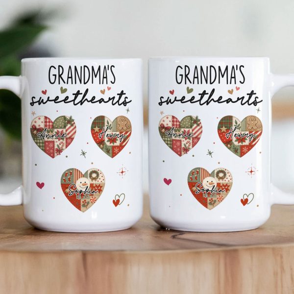 Grandma's Sweethearts Patchwork Print - Personalized Mug Grandma's Sweethearts Patchwork Print - Personalized Mug