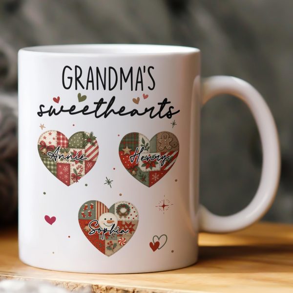 Grandma's Sweethearts Patchwork Print - Personalized Mug Grandma's Sweethearts Patchwork Print - Personalized Mug