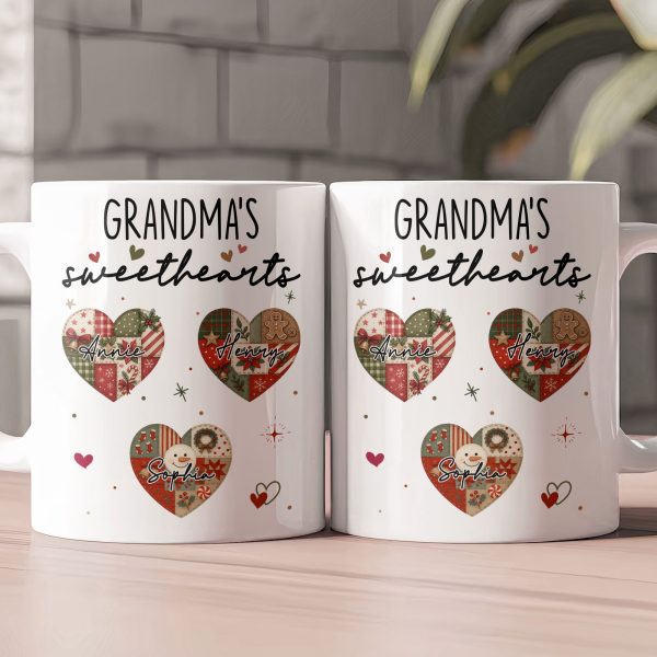 Grandma's Sweethearts Patchwork Print - Personalized Mug Grandma's Sweethearts Patchwork Print - Personalized Mug