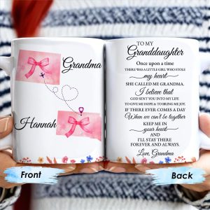 Grandmother To Granddaughter Heartfelt Love Message With Ribbon And Floral Elements - Personalized Custom Coffee Mug - GDT184_MG