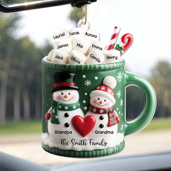 Grandpa & Grandma Smith Family Holiday Mug - Personalized Custom Acrylic Ornament, Christmas Gift - FAM529_ACO Grandpa & Grandma Smith Family Holiday Mug - Personalized Custom Acrylic Ornament, Christmas Gift - FAM529_ACO