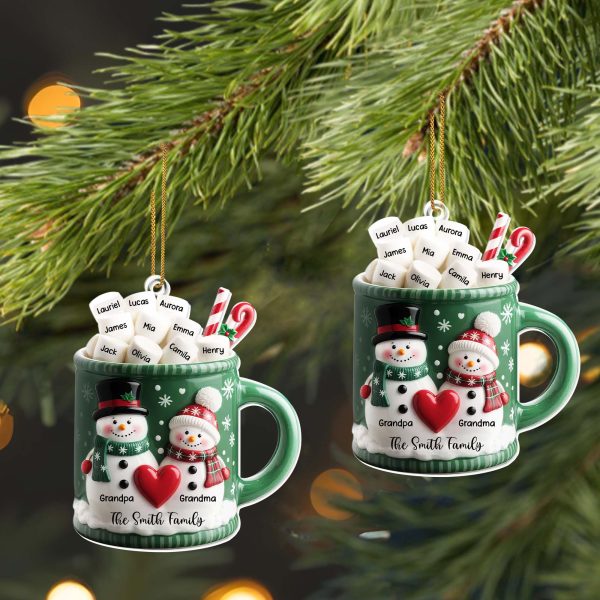 Grandpa & Grandma Smith Family Holiday Mug - Personalized Custom Acrylic Ornament, Christmas Gift - FAM529_ACO Grandpa & Grandma Smith Family Holiday Mug - Personalized Custom Acrylic Ornament, Christmas Gift - FAM529_ACO