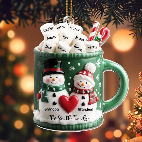 Grandpa & Grandma Smith Family Holiday Mug - Personalized Custom Acrylic Ornament, Christmas Gift - FAM529_ACO Grandpa & Grandma Smith Family Holiday Mug - Personalized Custom Acrylic Ornament, Christmas Gift - FAM529_ACO