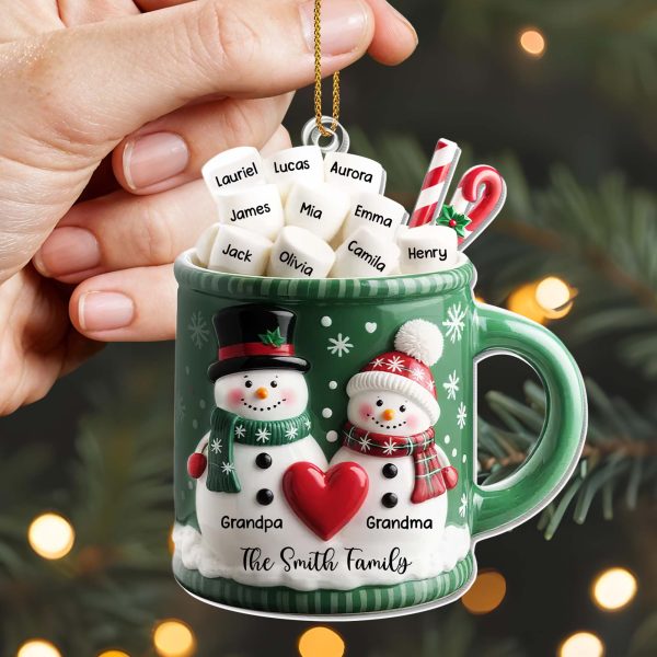Grandpa & Grandma Smith Family Holiday Mug - Personalized Custom Acrylic Ornament, Christmas Gift - FAM529_ACO Grandpa & Grandma Smith Family Holiday Mug - Personalized Custom Acrylic Ornament, Christmas Gift - FAM529_ACO