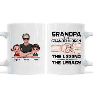 Grandpa Grandson Granddaughter, The Legend And The Legacy, Personalized Mug