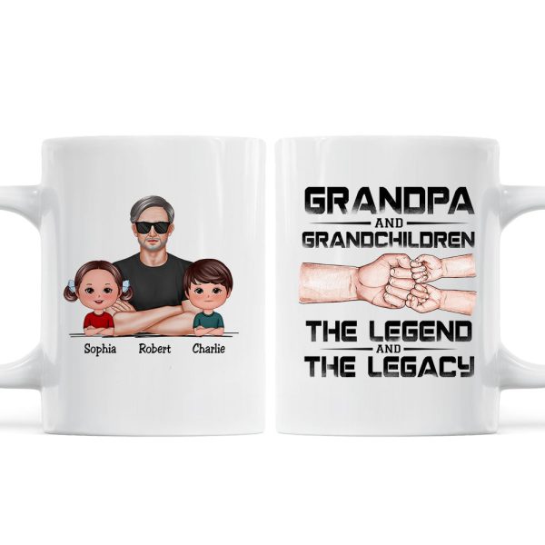 Grandpa Grandson Granddaughter, The Legend And The Legacy, Personalized Mug