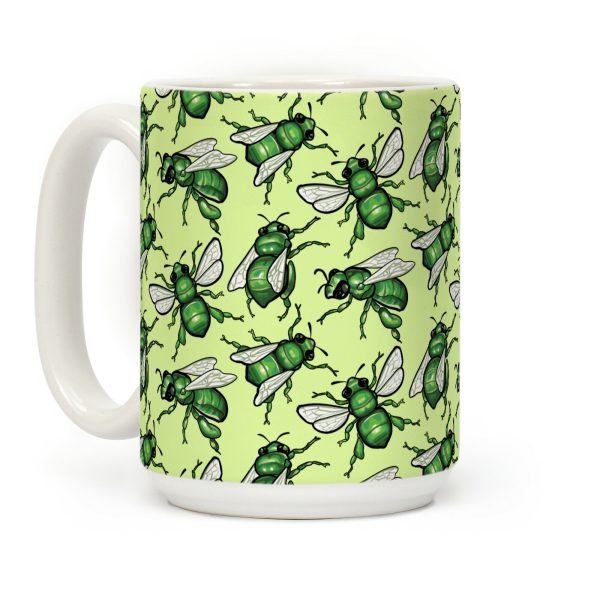Green Orchid Bee Pattern Coffee Mug Green Orchid Bee Pattern Coffee Mug
