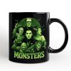 Green Retro Monsters Personalized Mug, Vintage Classic Horror Halloween Gift with Custom Name Green Retro Monsters Personalized Mug, Vintage Classic Horror Halloween Gift with Custom Name