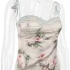 Green Satin Floral Print Bodycon Midi Dress Green Satin Floral Print Bodycon Midi Dress