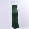 Green Satin Strappy Corset Maxi Dress Green Satin Strappy Corset Maxi Dress