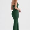 Green Satin Strappy Corset Maxi Dress Green Satin Strappy Corset Maxi Dress