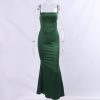 Green Satin Strappy Corset Maxi Dress Green Satin Strappy Corset Maxi Dress