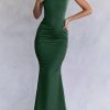 Green Satin Strappy Corset Maxi Dress Green Satin Strappy Corset Maxi Dress