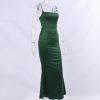 Green Satin Strappy Corset Maxi Dress Green Satin Strappy Corset Maxi Dress