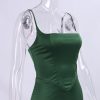 Green Satin Strappy Corset Maxi Dress Green Satin Strappy Corset Maxi Dress