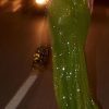 Green Sequin Backless Maxi Dress Green Sequin Backless Maxi Dress