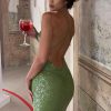 Green Sequin Backless Maxi Dress Green Sequin Backless Maxi Dress