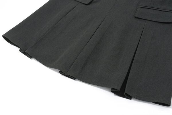 Grey Deep V-neck Sleeveless Pleated Mini Dress Grey Deep V-neck Sleeveless Pleated Mini Dress