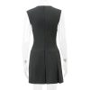 Grey Deep V-neck Sleeveless Pleated Mini Dress Grey Deep V-neck Sleeveless Pleated Mini Dress