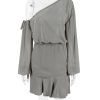 Grey Long Puff Sleeve Off-shoulder Mini Dress Grey Long Puff Sleeve Off-shoulder Mini Dress