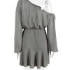 Grey Long Puff Sleeve Off-shoulder Mini Dress Grey Long Puff Sleeve Off-shoulder Mini Dress