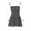 Grey Tube Lace Strap Mini Dress Grey Tube Lace Strap Mini Dress